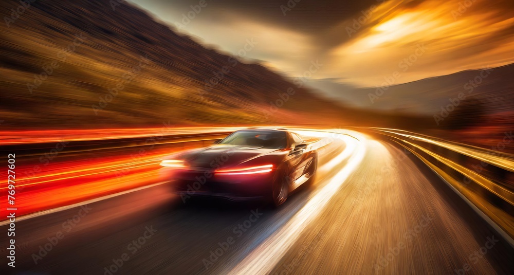 car at high speed with light trails ai generated car at high speed with light trails ai generated