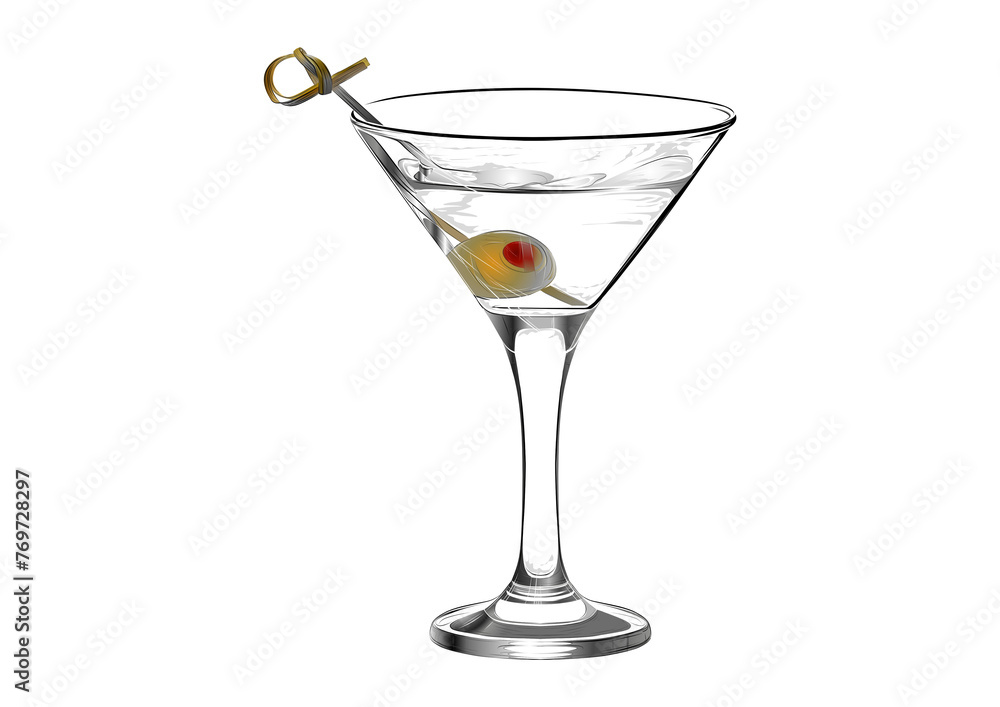 martini glass with olives Vector Illustration 