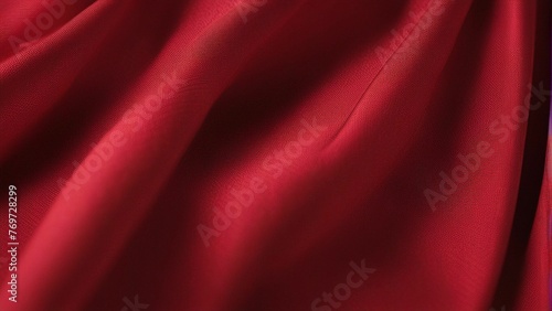 the back view of an unwoven red fabric with an elegant floral pattern