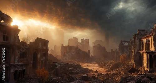 apocalyptic scene of destruction and chaos ai generated