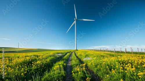 Wind turbine for a sustainable future generating clean energy in the countryside