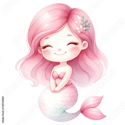 Enchanting Mermaid  A Whimsical Underwater Fantasy watercolor transparent background