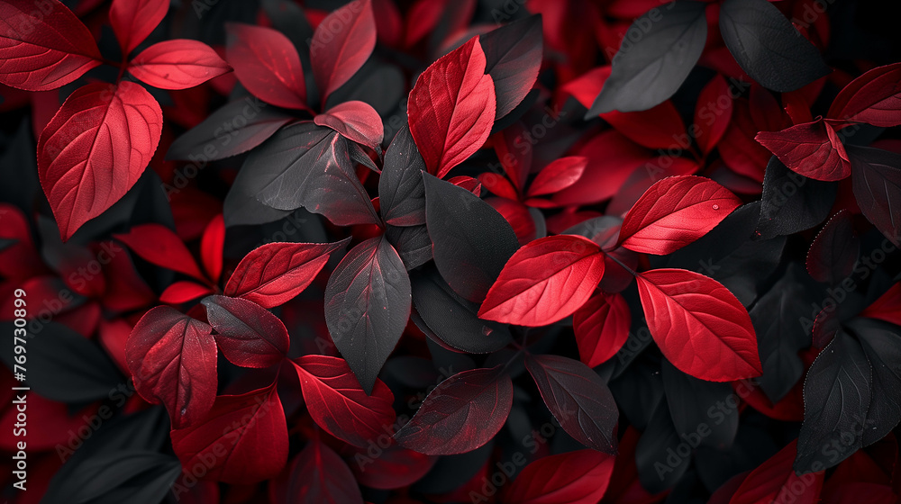 A small tree with leaves in mixed shades of red and black. A small tree with leaves in mixed shades of red and black.