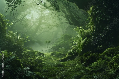 A mystical forest texture, filled with the deep greens and mysterious shadows of the Haunted Forest, offering a magical and enchanted background created with Generative AI Technology