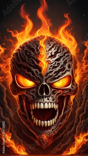 Blazing Skull Engulfed in Flames