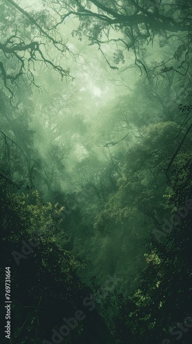 A mystical forest texture, filled with the deep greens and mysterious shadows of the Haunted Forest, offering a magical and enchanted background created with Generative AI Technology © Sentoriak