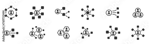Business network icon, user connection, social network set illustration
