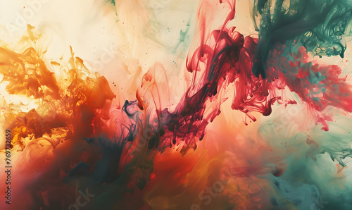 photo abstract flames exploding in multi colored ink and paint photo