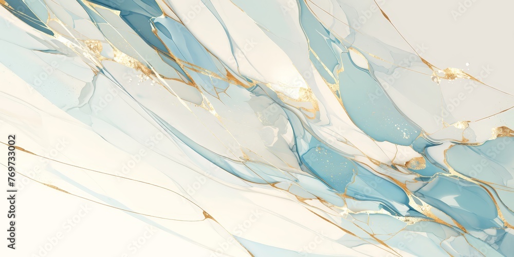Fototapeta premium Abstract Blue and Gold Watercolor marble 