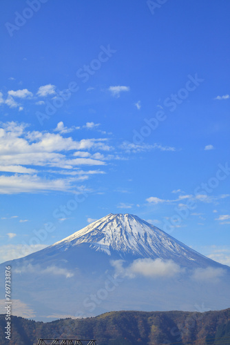 箱根の大涌谷から望む富士山 ( Mt.Fuji covered in snow from Owakudani in Hakone. )