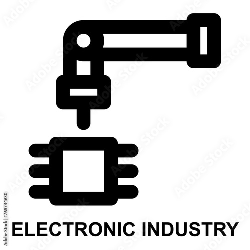 electronic industry, semiconductor, manufacturing, industry, factory, chip expanded outline style icon for web mobile app presentation printing