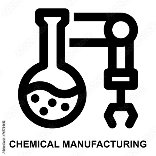 chemical manufacturing, chemical industry, chemistry, manufacturing, industry, laboratory expanded outline style icon for web mobile app presentation printing