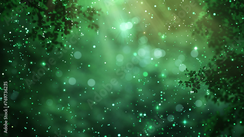 A soft, ethereal green background, subtly out of focus, with vibrant emerald bokeh lights scattered throughout, mimicking a forest under the stars. © Sky arts