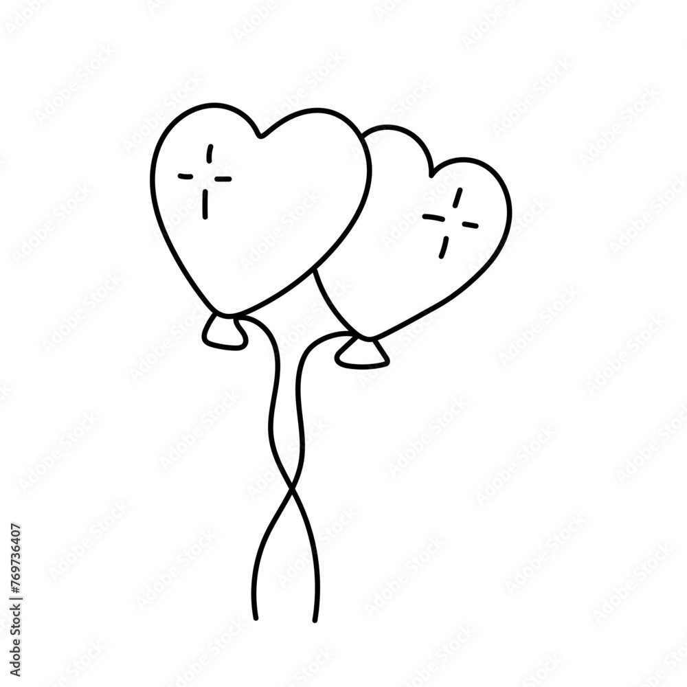 Balloon heart. Vector illustration in doodle style. Balloon heart. Vector illustration in doodle style.