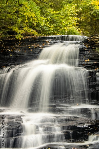 Waterfall at Ricketts Glen State Park in Pennsylvania  USA