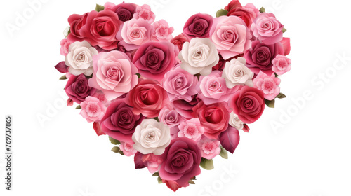 Heart of roses isolated on transparent a white background