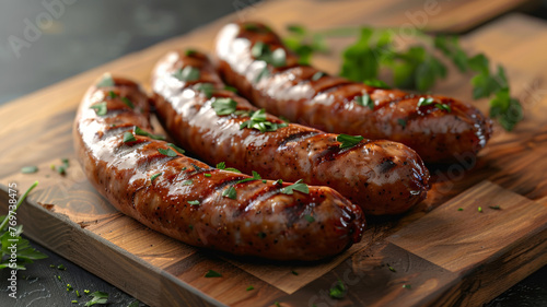 Sausage links with herb garnish 3D draft