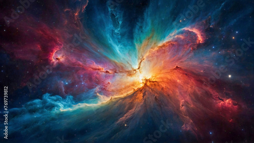 background with space Nebulous Dreams: A Celestial Journey Through Colorful Space