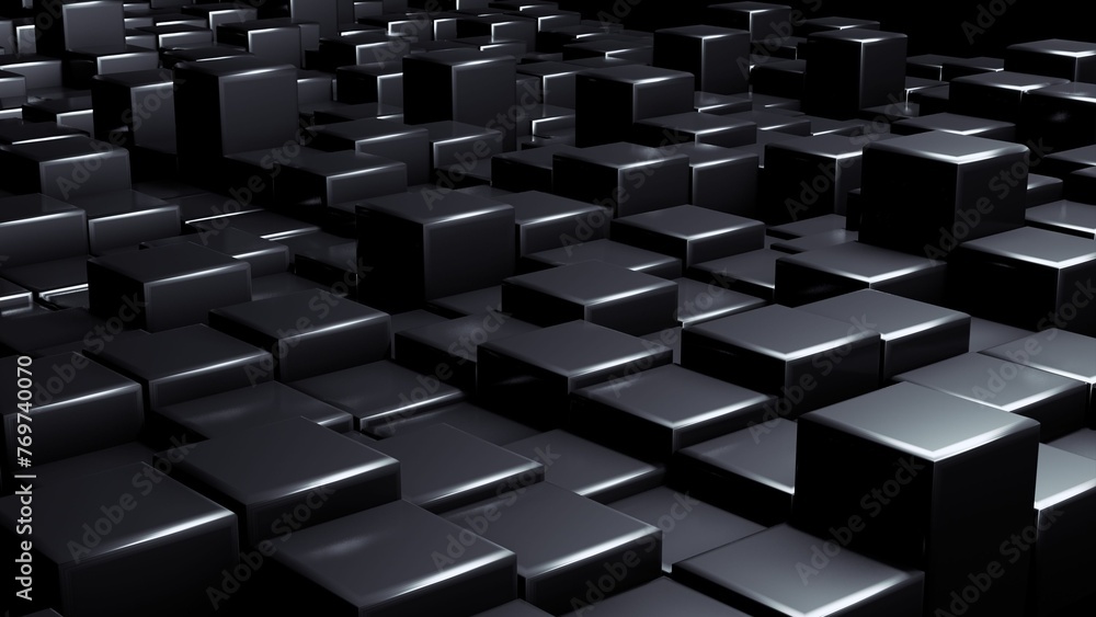 Black 3D Abstract Cubes dark with shadows background 3D Illustration Black 3D Abstract Cubes dark with shadows background 3D Illustration