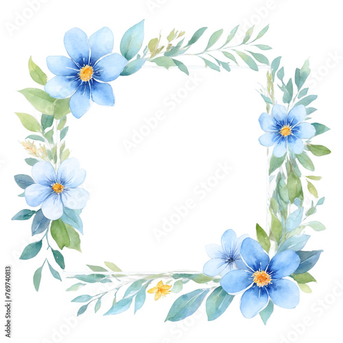 Watercolor floral square frame, Botanical frame PNG © C-Kav