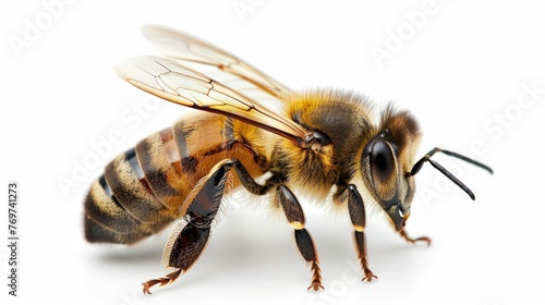 close up side view of a bee with no back ground   © chaynam