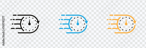 "Quick Time or Deadline Icon Set - Line Style Symbols for Timers, Countdown, and Stopwatch "