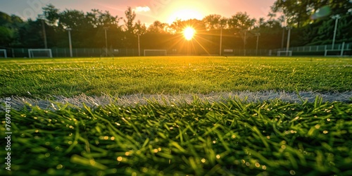 Soccer field green grass at...