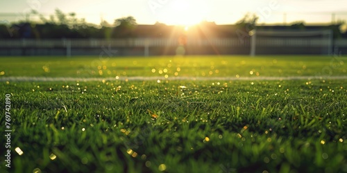 Soccer field green grass at...