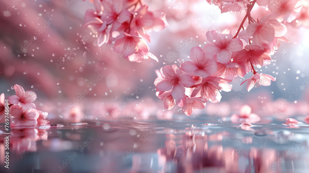Fototapeta premium Baptism under a blooming cherry blossom tree