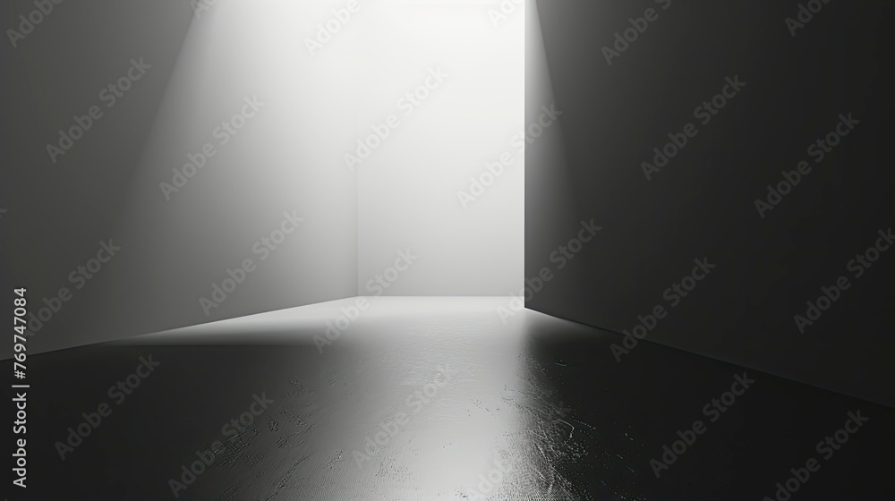 Studio room gradient background. Abstract black white gradient background - generative ai - obrazy, fototapety, plakaty 