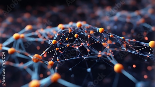 Macro close up of small molecular particles, seamless connection, blurred bokeh background.