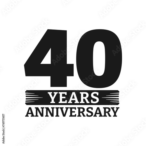 40 years logo or icon. 30th anniversary badge. Birthday celebrating, jubilee emblem design with number twenty. Vector illustration.