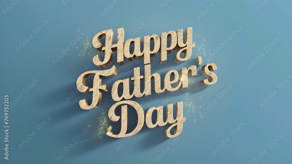 Happy Father's day lettering on blue background. - obrazy, fototapety, plakaty 
