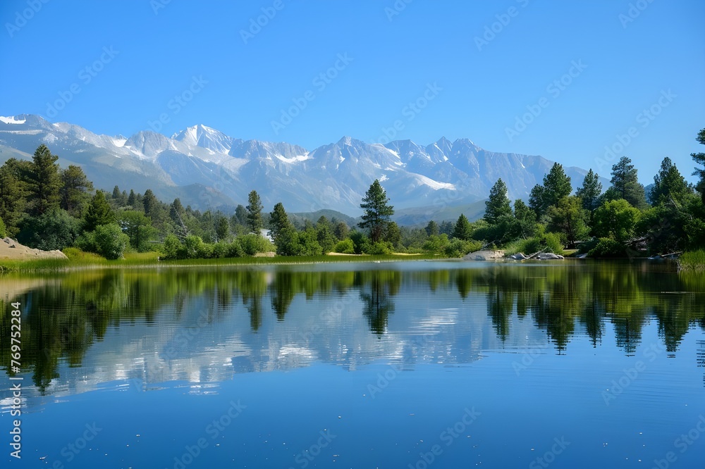 Scenic Lake Reflections: Captivating Nature Amidst Mountains and Forests