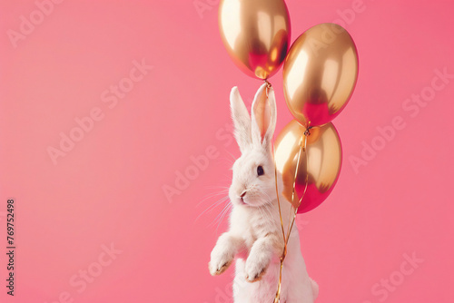 easter bunny with balloons pink 