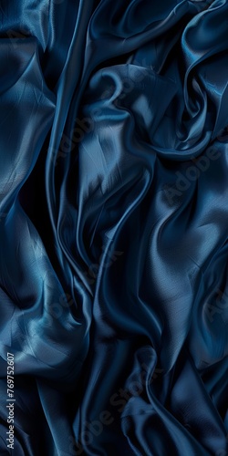 Luxurious Blue Silk Elegantly Crumpled in Artistic Closeup