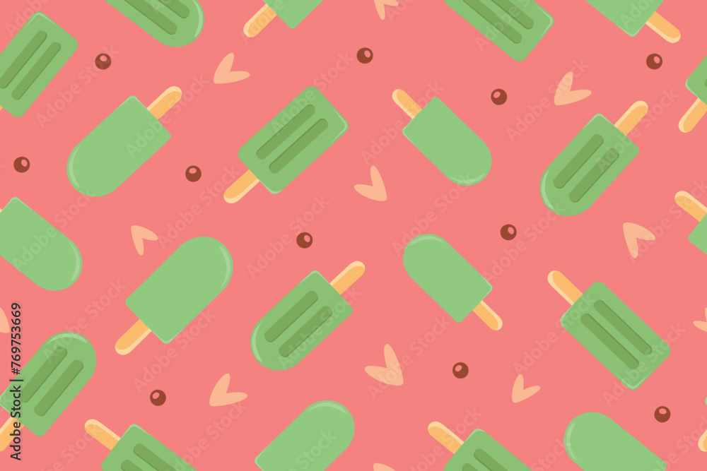 Matcha ice cream seamless pattern. Vector illustration Matcha ice cream seamless pattern. Vector illustration