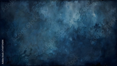  Abstract watercolor paint background dark blue. Generative AI