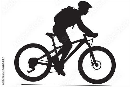 Mountain bike riding silhouette vector