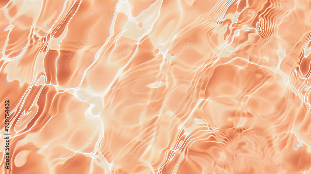 Flat lay water texture wavy peach fuzz background. Spa, cosmetics or summer concept Flat lay water texture wavy peach fuzz background. Spa, cosmetics or summer concept