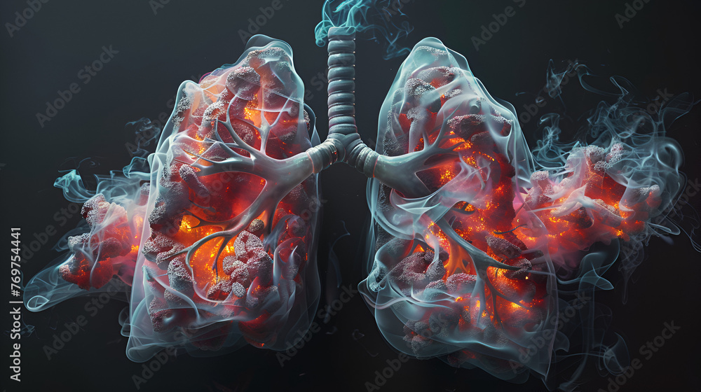 Lung disease frome smoking , air pollution.. generative ai - obrazy, fototapety, plakaty 