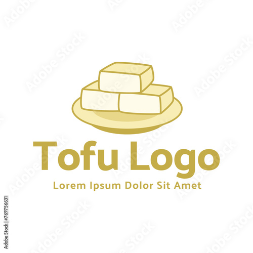 Delicious tofu logo design vector flat isolated illustration