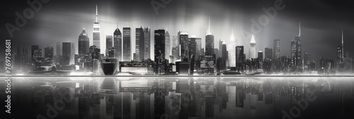 black and white photo of new york city skyline