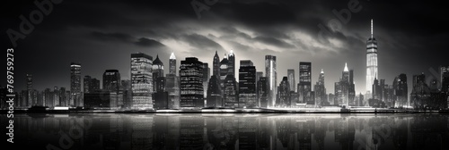 black and white photo of new york city skyline