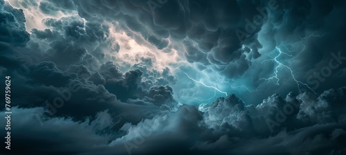 KS abstract background of dark stormy clouds with lightni