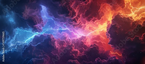KS abstract background of dark stormy clouds with lightni