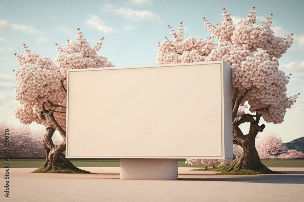 Billboard Surrounded by Trees With Sky Background