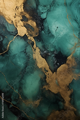 Gold and green marble background © dip