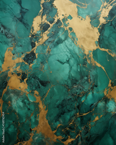 Gold and green marble background