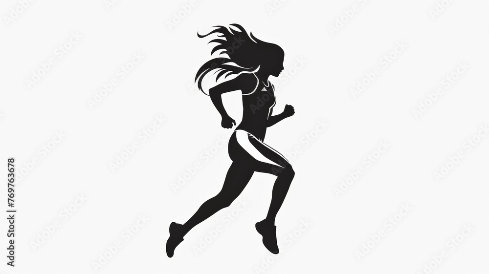 World Running Day, a young female runner with a good figure is running.